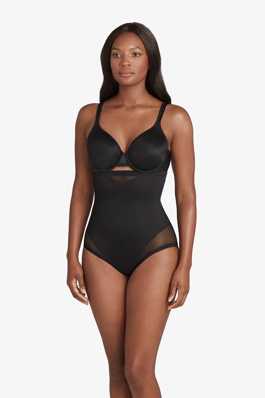 Miraclesuit Womens Medium Black Sexy Sheer Shaping High Waist Brief Bottom K33-9
